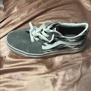 Vans Gray and White Flame Sneakers